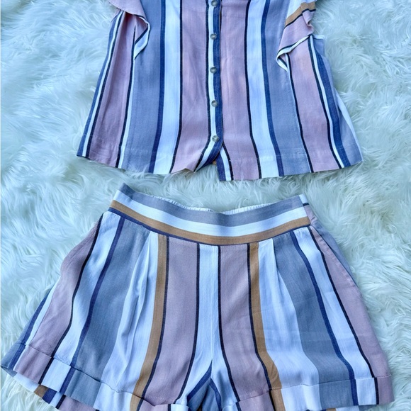 Three Dots Pants - Three Dots Blue and Pink High Waist Shorts